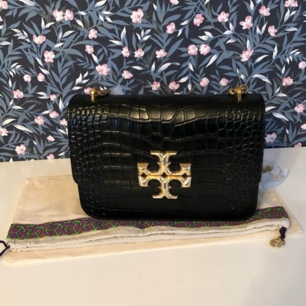Tory Burch Eleanor Croc Embossed leather convertible shoulder bag
